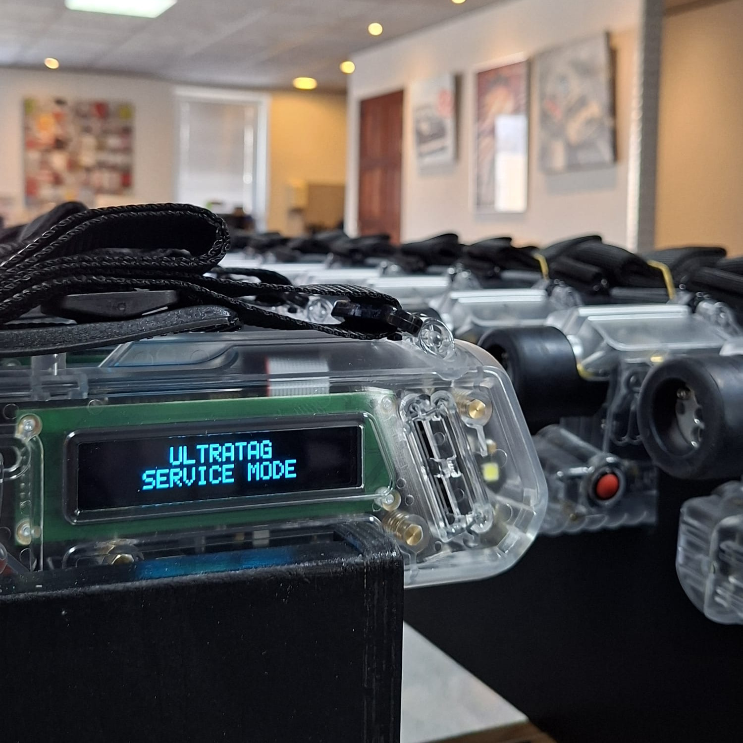 Colorful laser tag vests on display